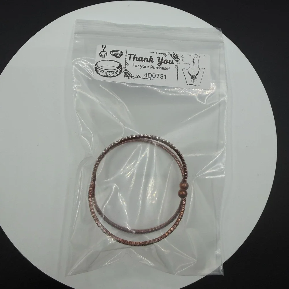 Rose Gold Tone Rhinestone Wrap Cuff Bracelet Minimalist Statement Gift for Her